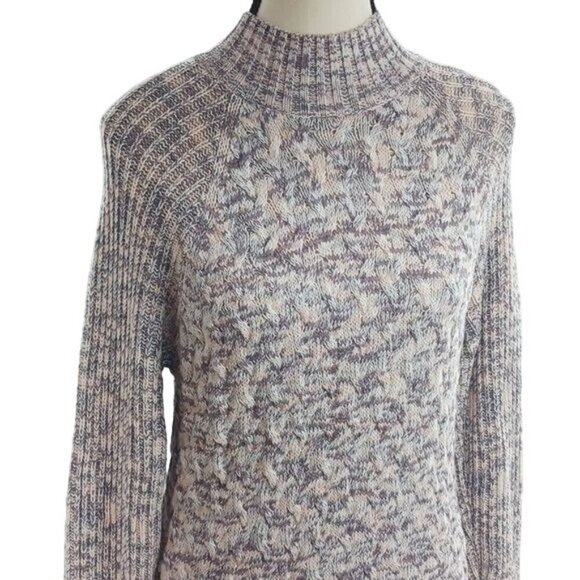 Croft & Barrow Sweater Pink Purple Knit Tunic Mock Neck Womens Size Medium - Picture 2 of 7